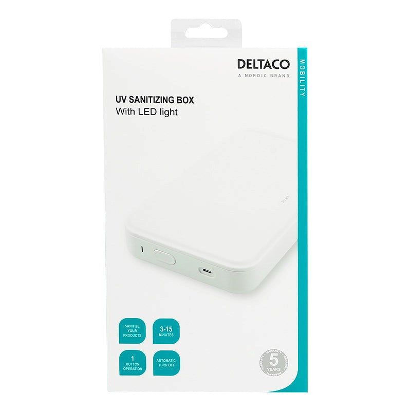 Deltaco UV Sanitizing Box - Steriliser Telefon / nycklar / plånbok - Vit