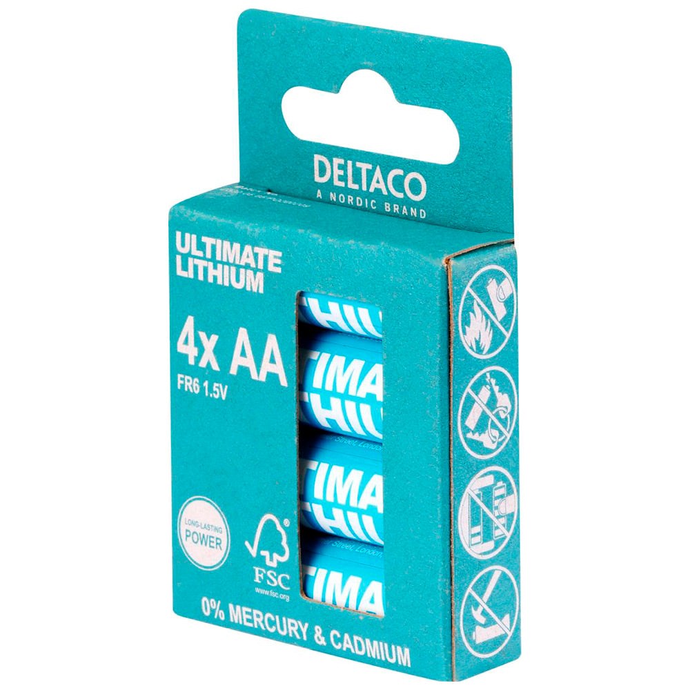 Deltaco Lithium 4 x AA-Batterier