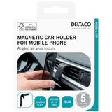 Deltaco Magnetisk Mobilhållare för Ventilationsuttag med Clip & Extra Magnet - Silver / Svart