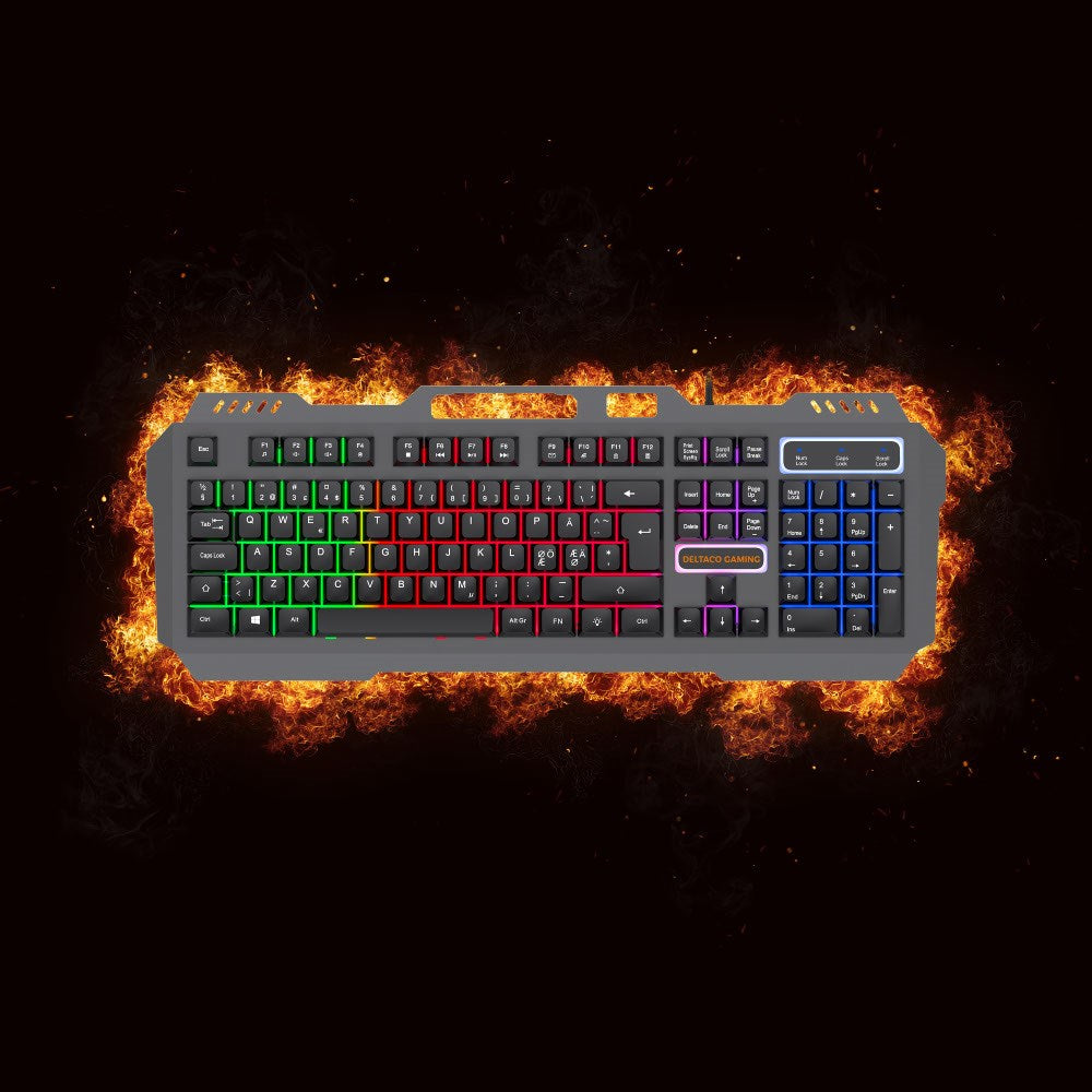 Deltaco DK130 Gamingtangentbord med RGB-Belysning - Nordisk Layout - Svart