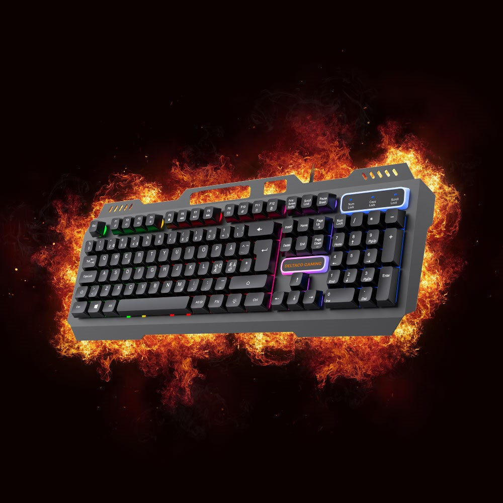 Deltaco DK130 Gamingtangentbord med RGB-Belysning - Nordisk Layout - Svart