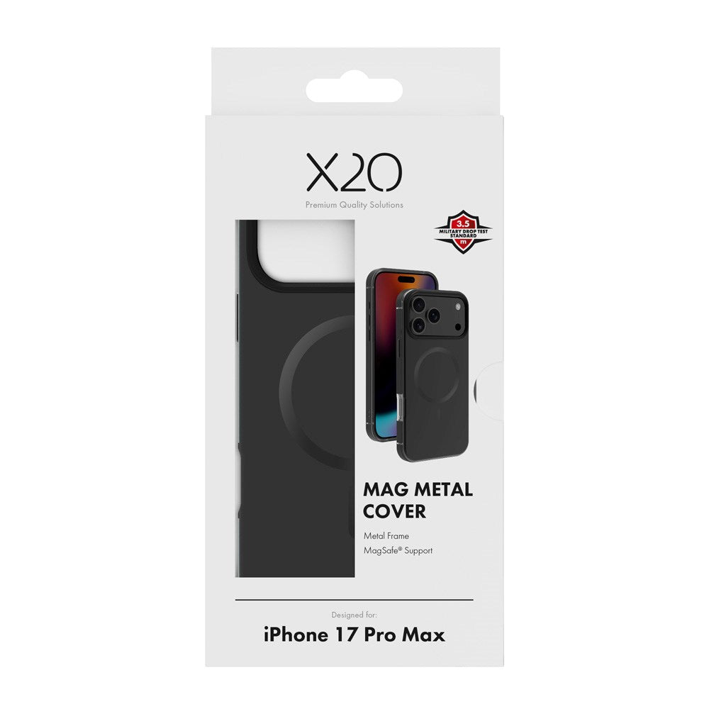 X2O iPhone 17 Pro Max Mag Metal Skal - MagSafe Kompatibel - Svart
