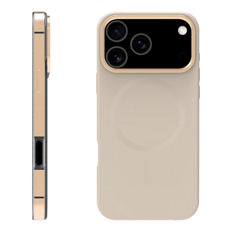 X2O iPhone 17 Pro Mag Metal Skal - MagSafe Kompatibel - Beige / Guld