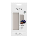 X2O iPhone 17 Pro Classic Wallet Fodral - Korthållare & Stativfunktion - Beige