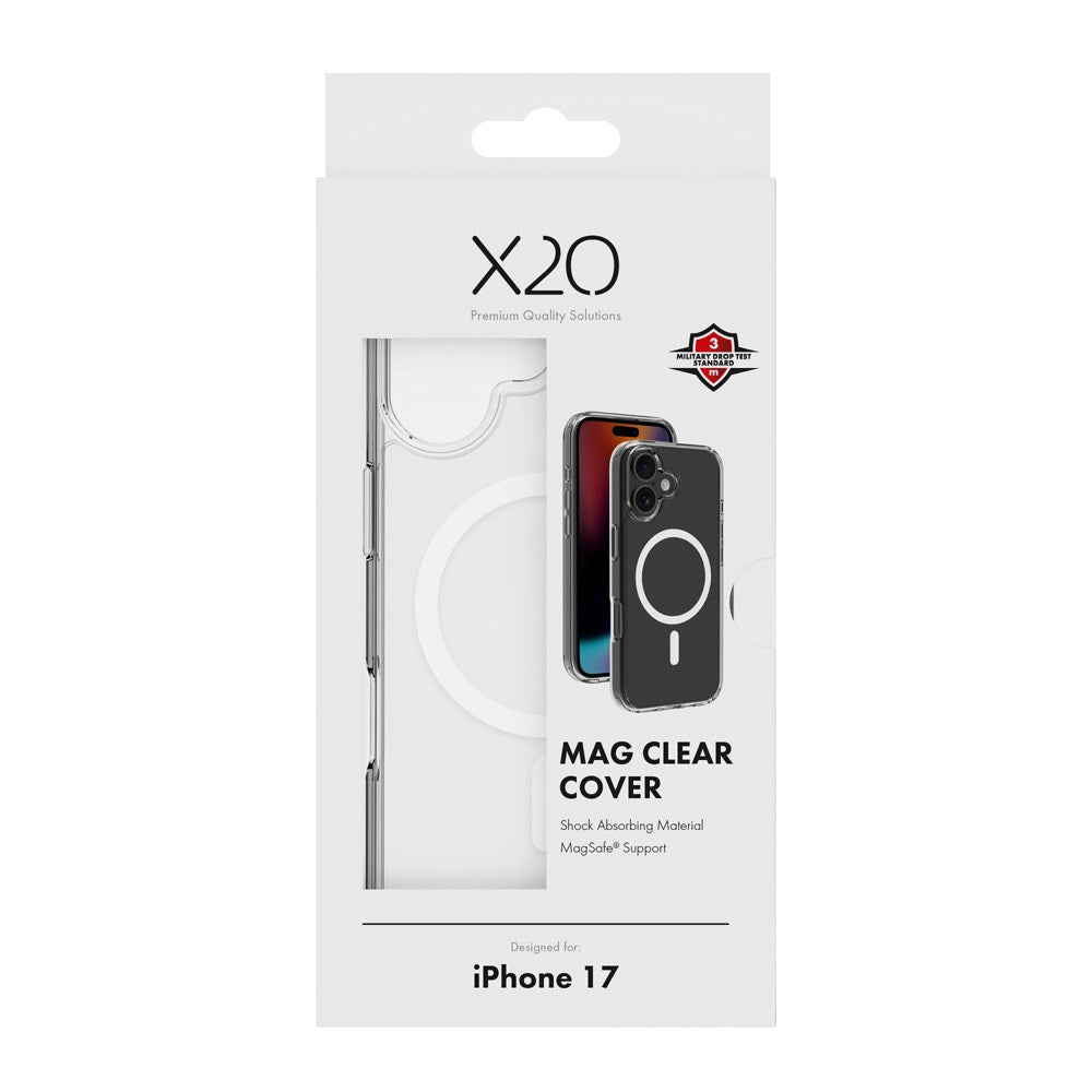 X2O iPhone 17 Mag Clear Skal - MagSafe Kompatibel - Genomskinlig