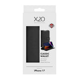 X2O iPhone 17 Classic Wallet Fodral - Korthållare & Stativfunktion - Svart