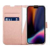 X2O iPhone 17 Classic Wallet Fodral - Korthållare & Stativfunktion - Rose Gold