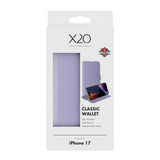 X2O iPhone 17 Classic Wallet Fodral - Korthållare & Stativfunktion - Lila