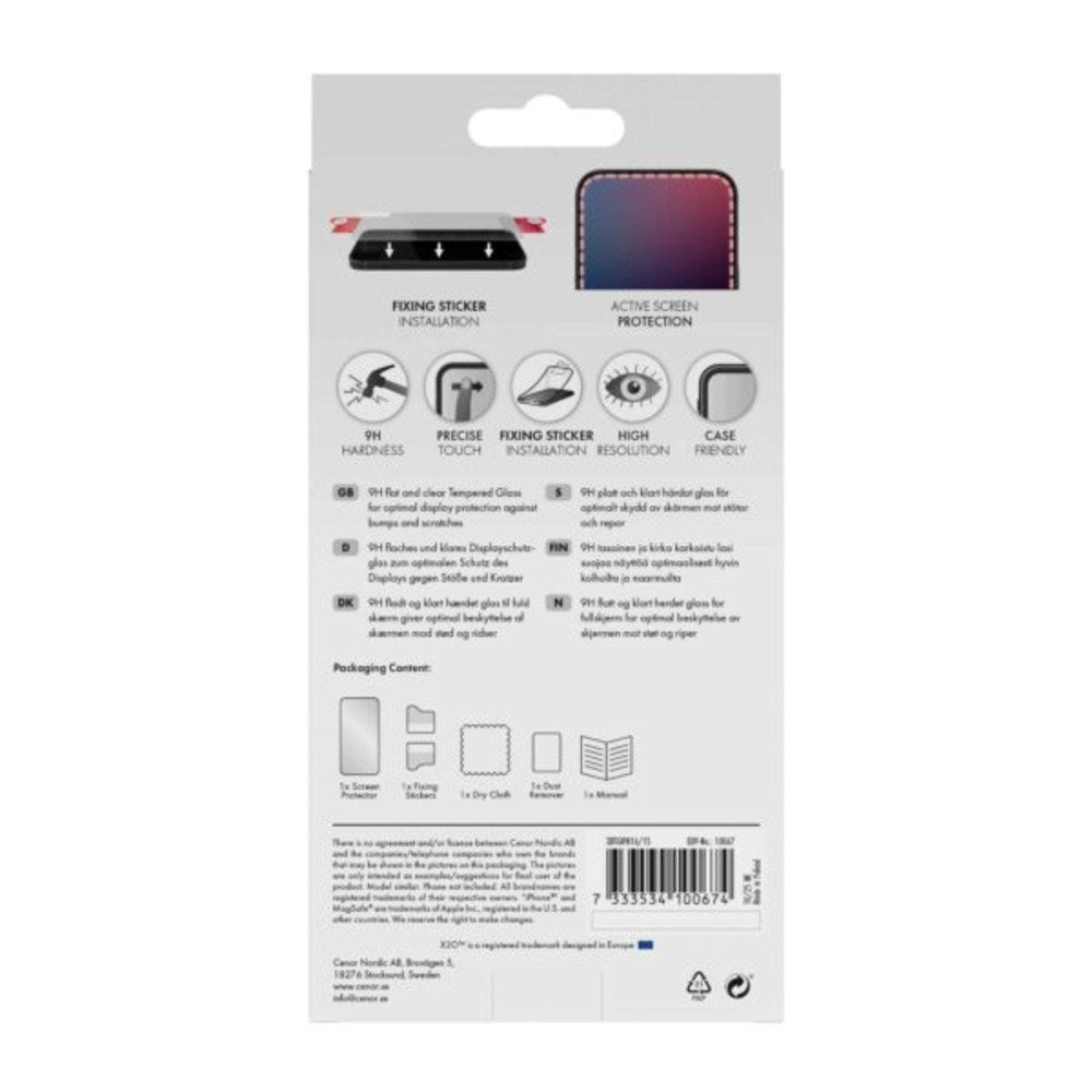 iPhone 16 / 15 X2O 9H Full Fit Härdat Skärmskyddsglas - Genomskinlig