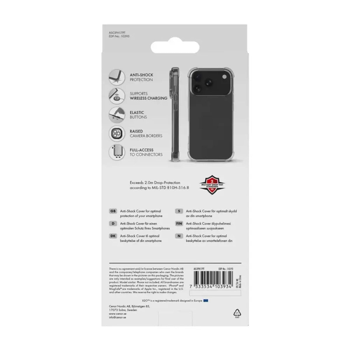 iPhone 18 Pro / 17 Pro X2O Anti-Shock Skal - Genomskinlig