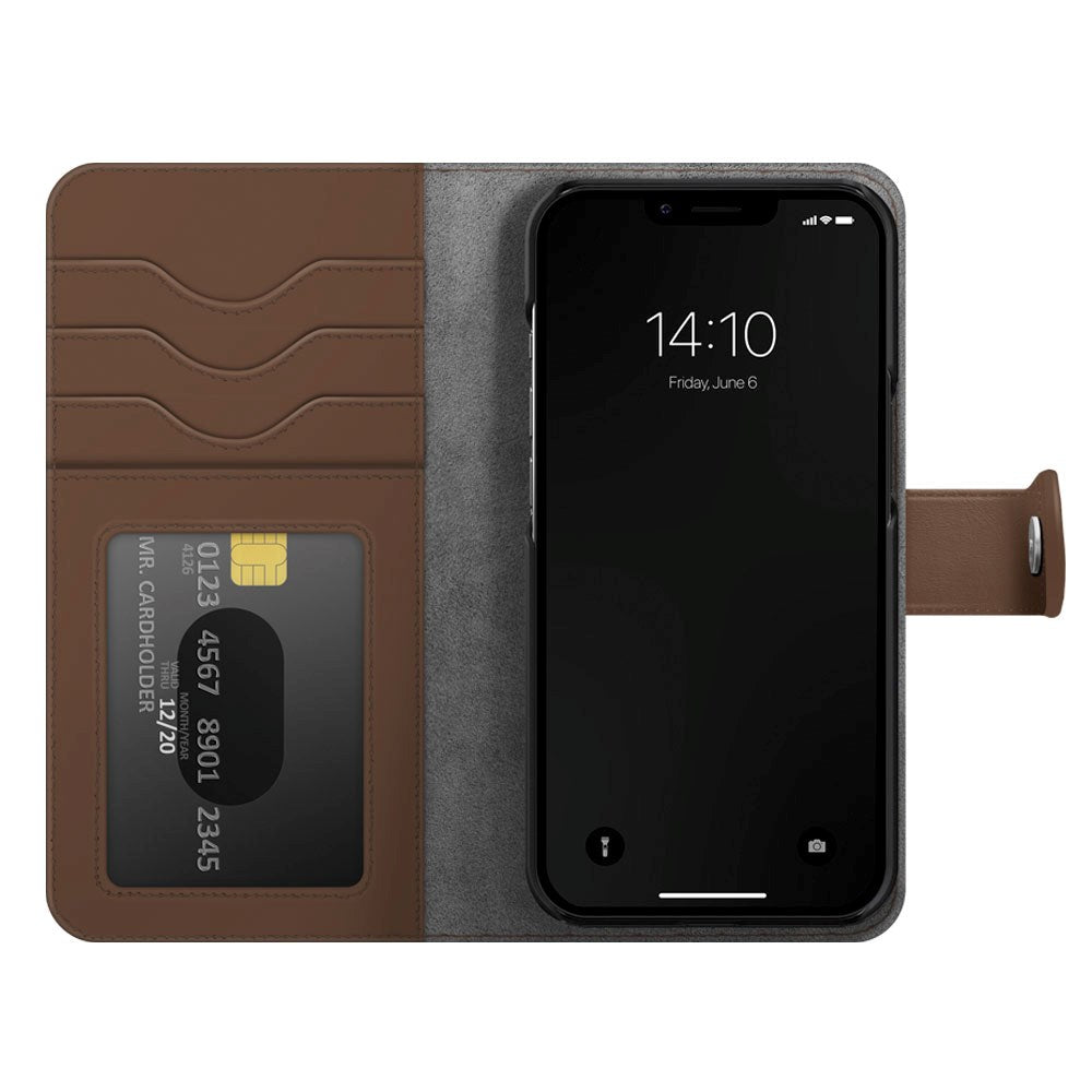 iPhone 15 iDeal Of Sweden Magnet Wallet+ Plånboksfodral - Brun