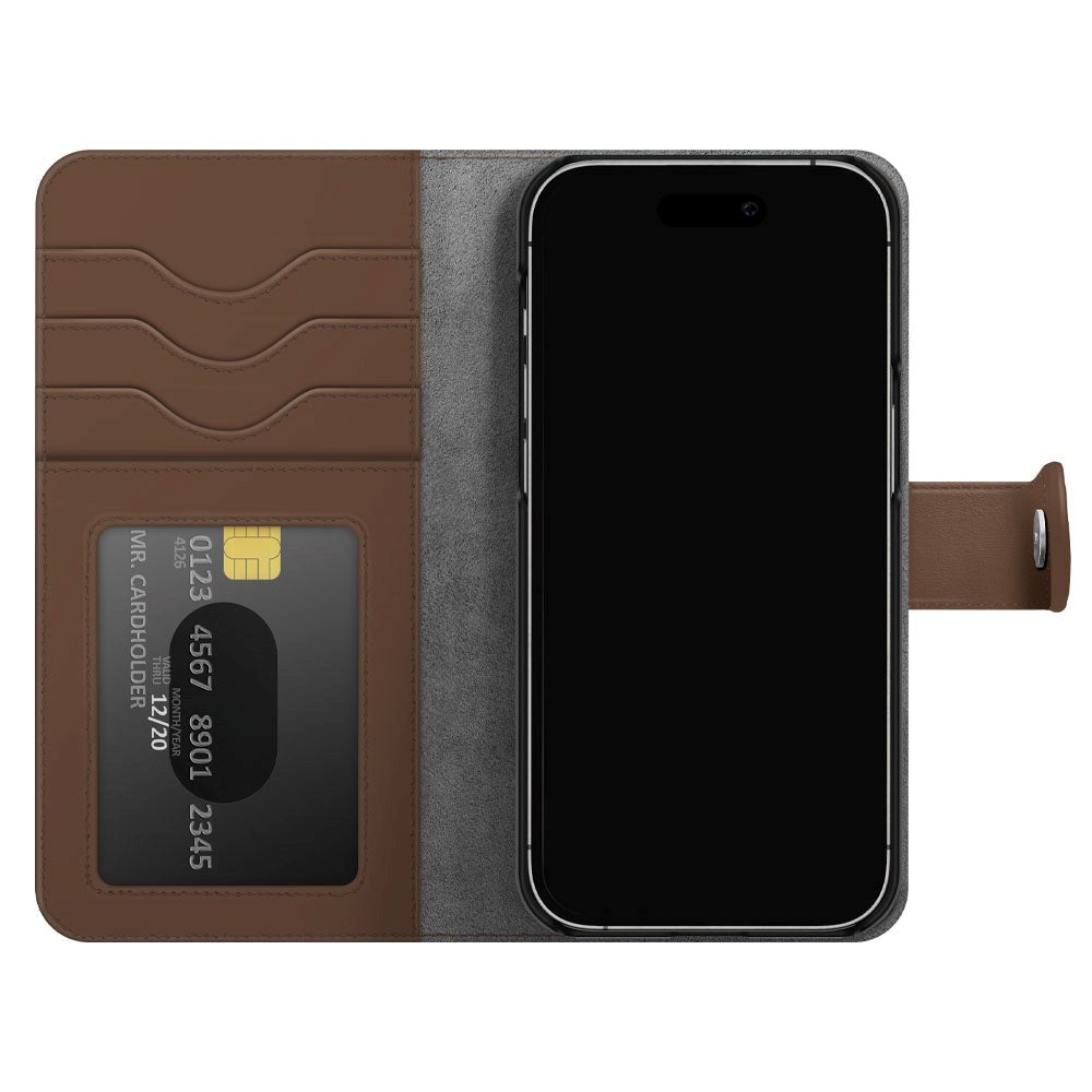 iPhone 15 Plus iDeal Of Sweden Magnet Wallet+ Plånboksfodral - Brun