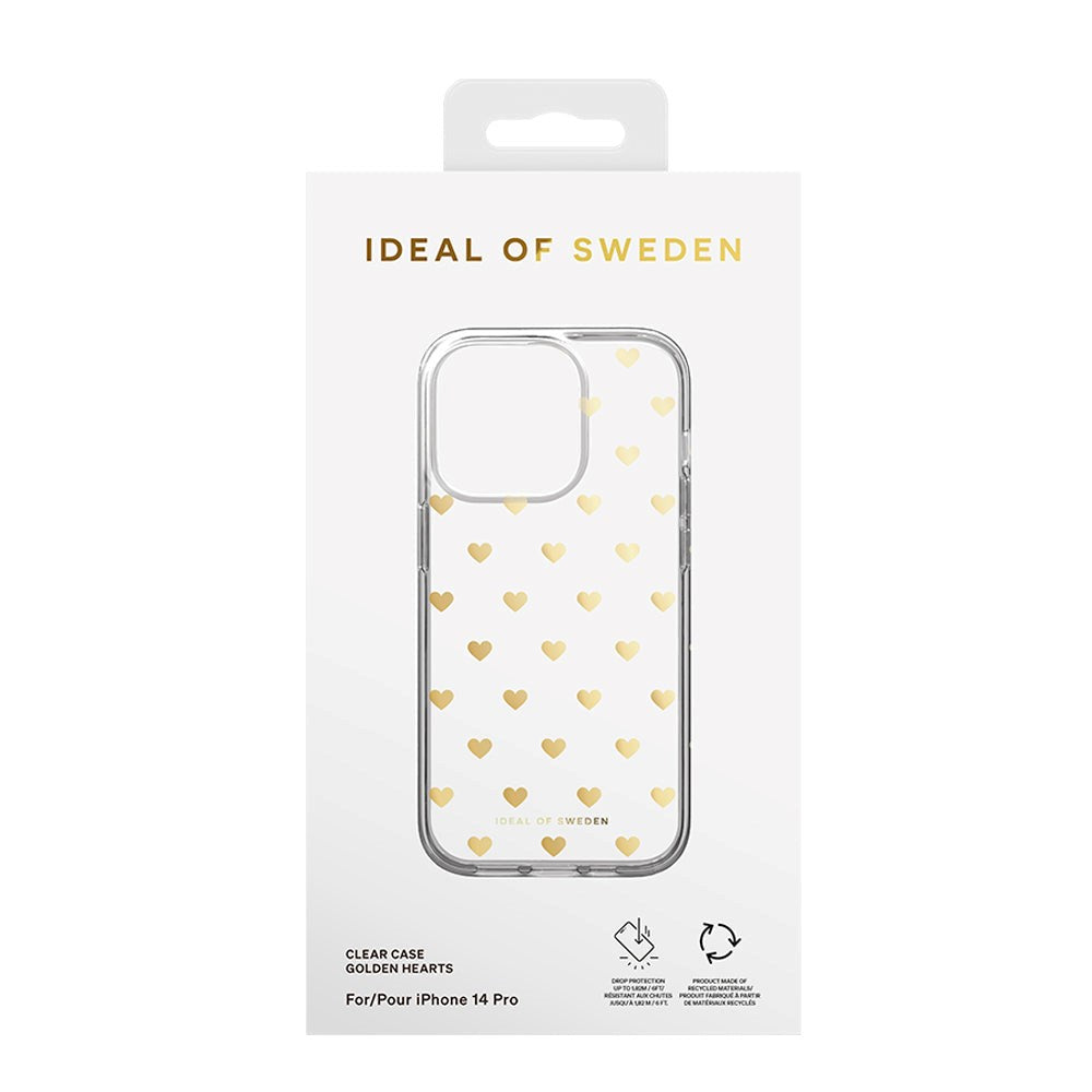 iPhone 14 Pro iDeal Of Sweden Clear Skal - Golden Hearts