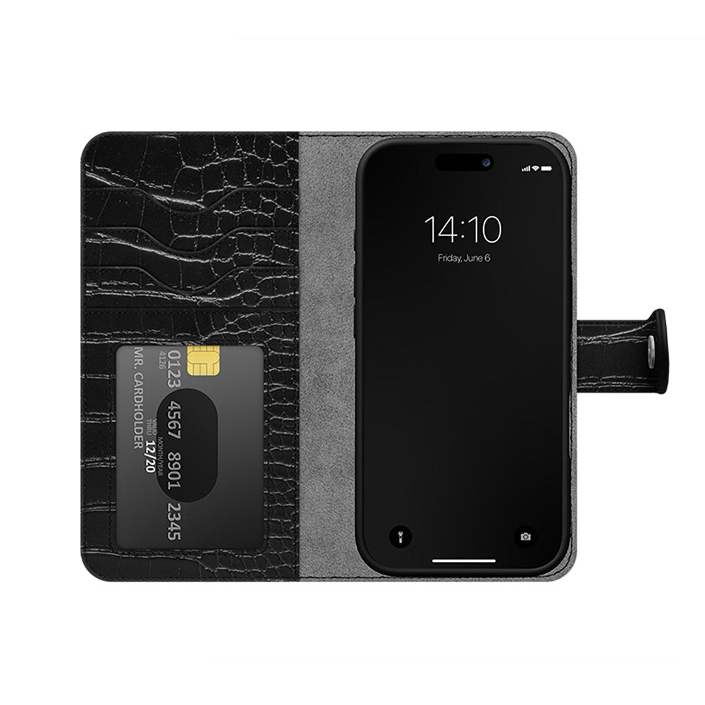 iPhone 16 Pro iDeal Of Sweden Magnet Wallet+ Plånboksfodral - Black Croco