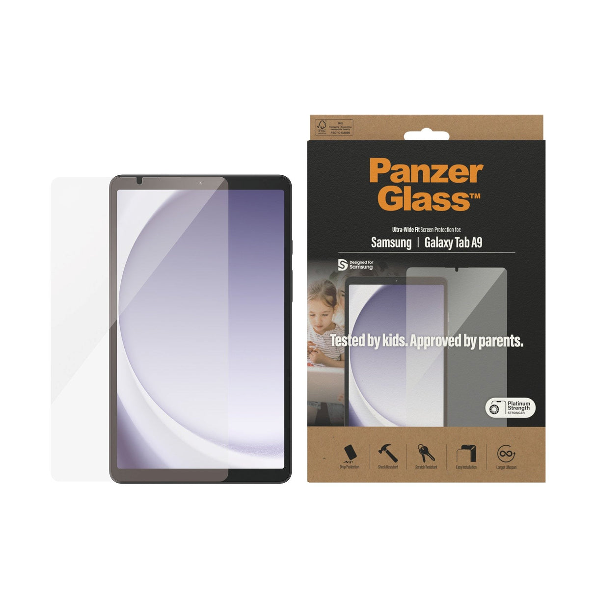 Samsung Galaxy Tab A9 PanzerGlass Ultra Wide Fit Skärmskydd - Platinum Strength - Genomskinlig