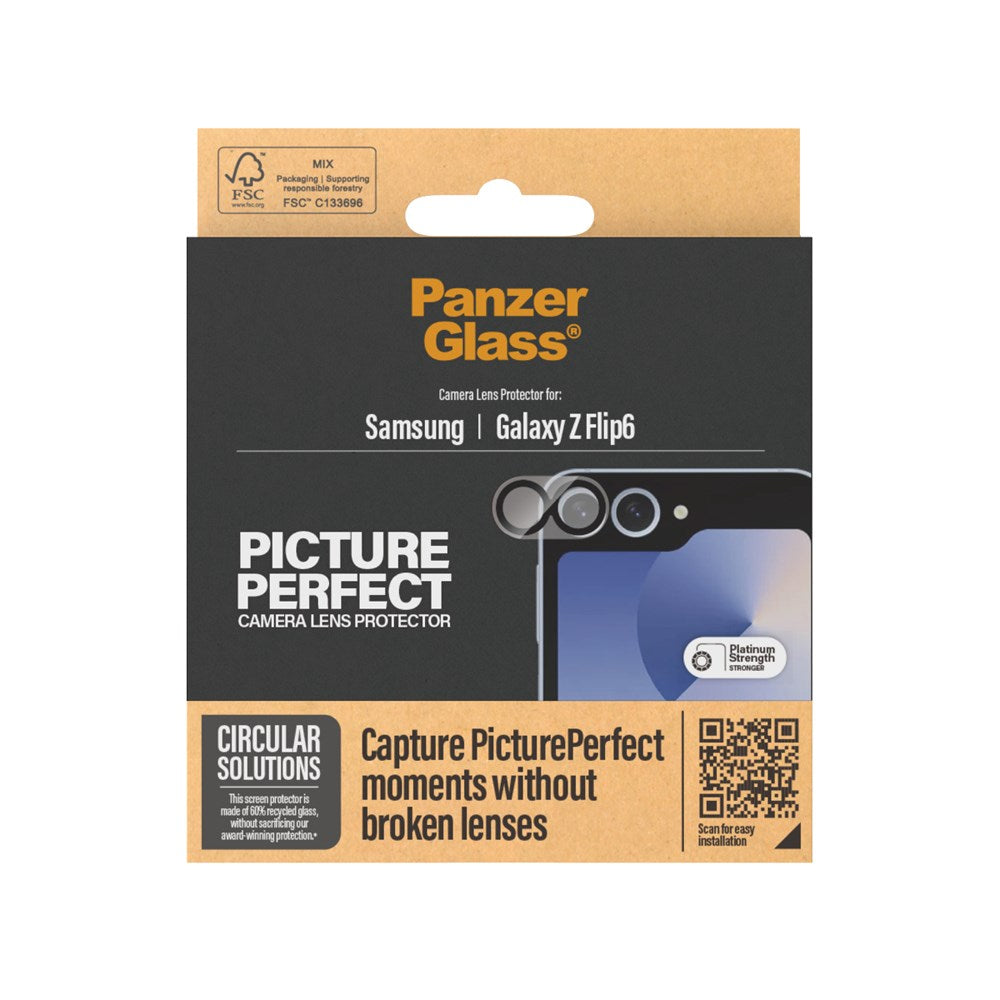 Samsung Galaxy Z Flip6 PanzerGlass PicturePerfect Kameraskyddsglas - Platinum Strength - Transparent / Svart