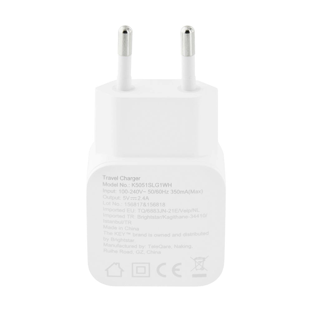 KEY Power 12W Väggladdare med USB-A - med Lightning Kabel - Vit