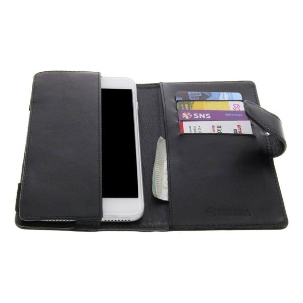 Krusell Sigtuna foliowallet Universal Leather Flip Case - Svart (Max. Telefon: 155 x 75 x 10 mm)