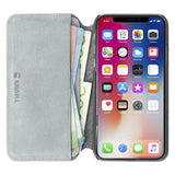 Krusell Broby Slim Wallet iPhone XS/X Suede Flip Case - Grey