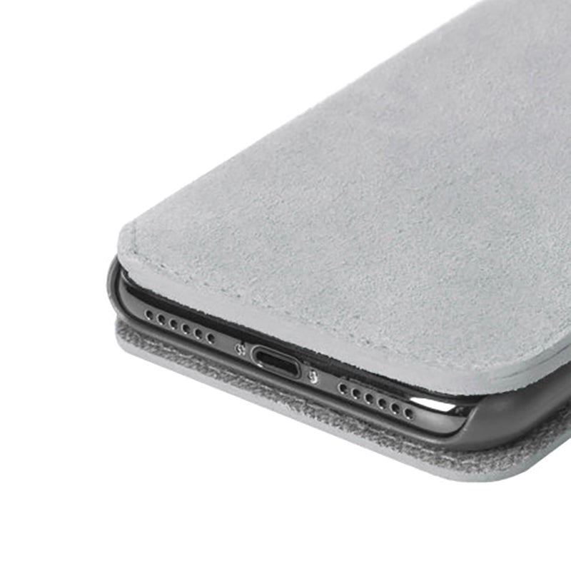 Krusell Broby Slim Wallet iPhone XS/X Suede Flip Case - Grey