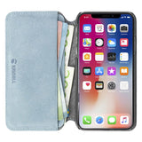 Krusell Broby Slim Wallet iPhone XS Max Suede Flip Case - Blue