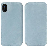 Krusell Broby Slim Wallet iPhone XS/X Suede Flip Case - Blue