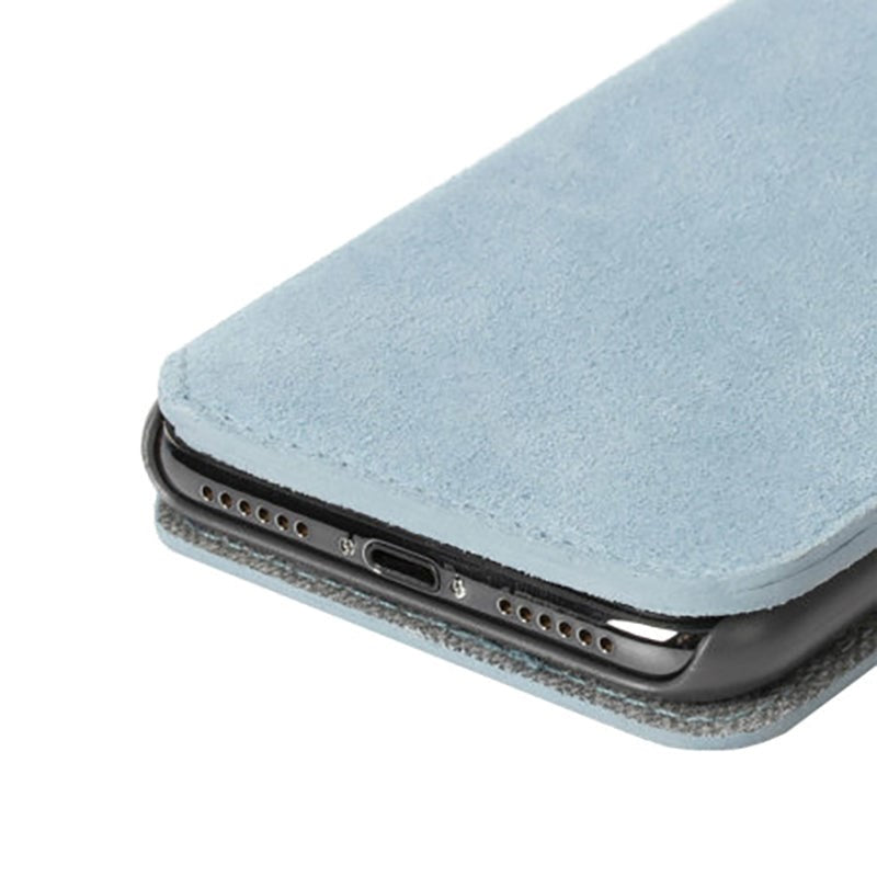 Krusell Broby Slim Wallet iPhone XS/X Suede Flip Case - Blue