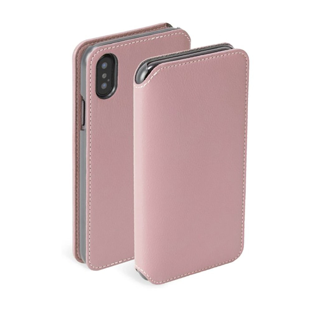 Krusell Pixbo 4 -kort foliocase iPhone xs max läder flip Fodral - rosa