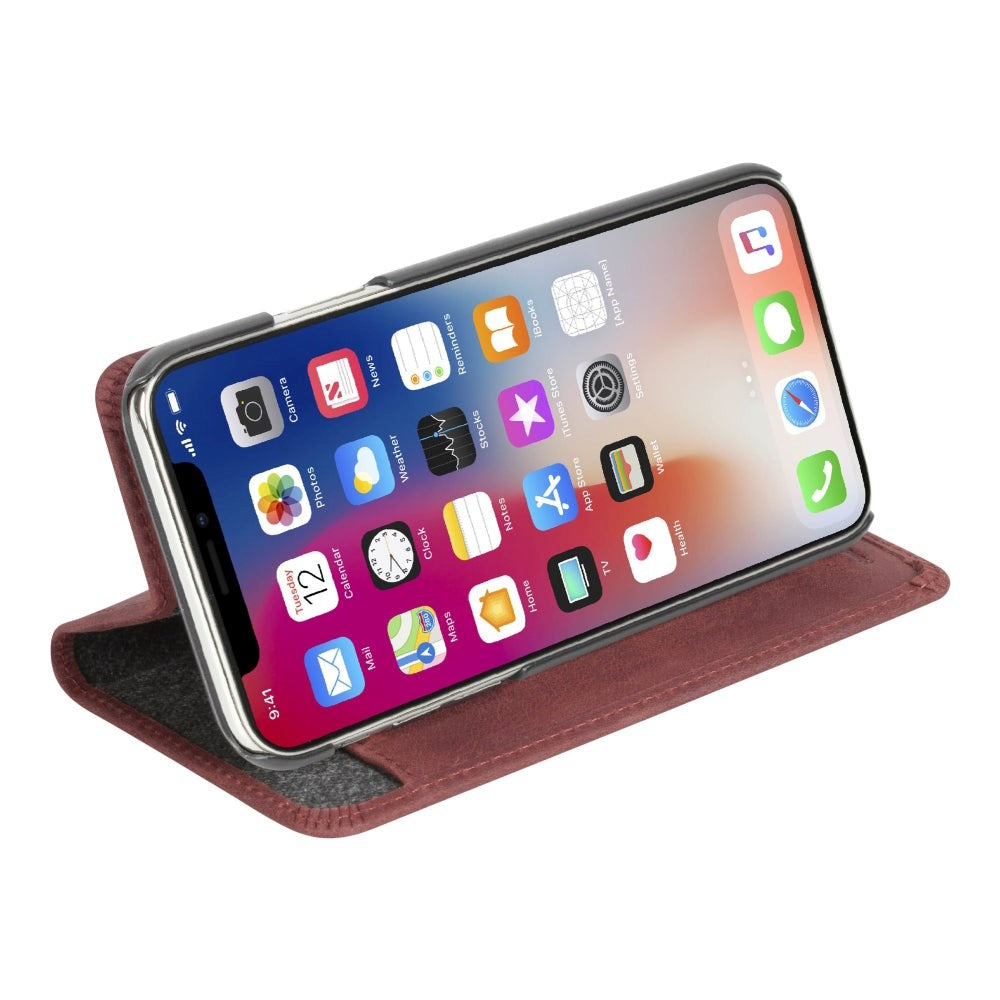 KRUSELL SUNNE 2 CARD FOLIO WALLET iPhone XS Max Leather Flip Case - Red