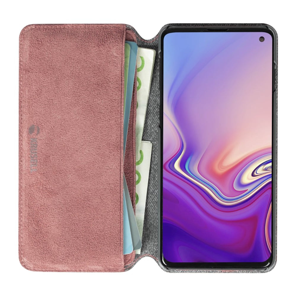 Samsung Galaxy S10+ (plus) Krusell Broby Slim Wallet Plånboksfodral - Mocka - Rosa