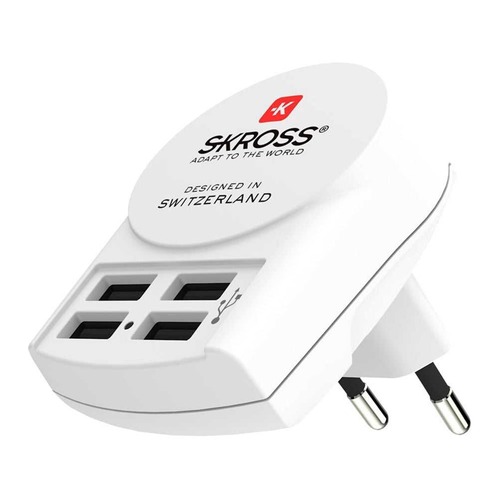 Skross Väggladdare m. 4 x USB-A 24W - Vit