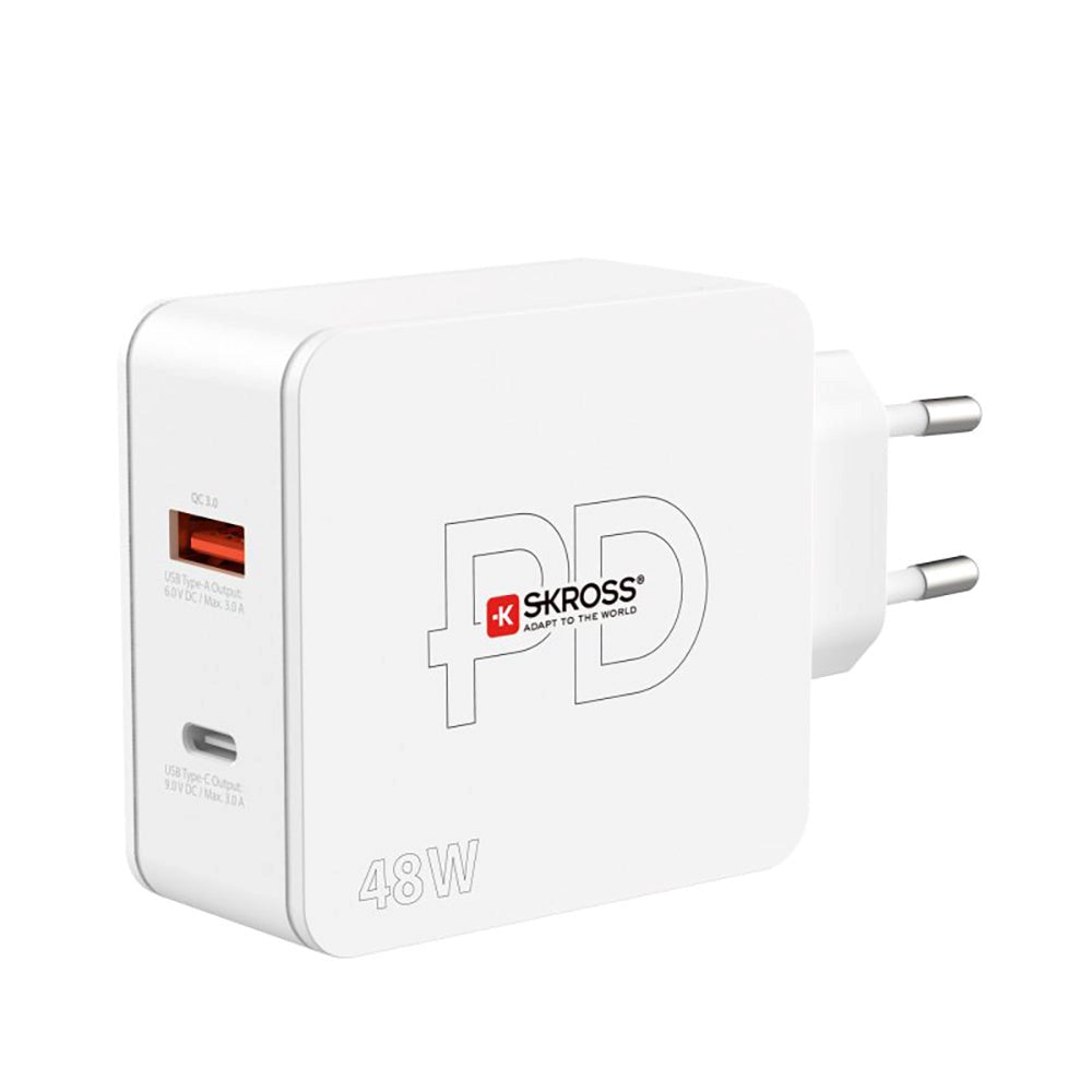 Skross Multipower 2 Pro+ PD 48W Väggladdare m. USB-C och USB-A - Vit