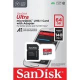 SanDisk MicroSDXC Minneskort m. Adapter - 64GB - Röd / Grå