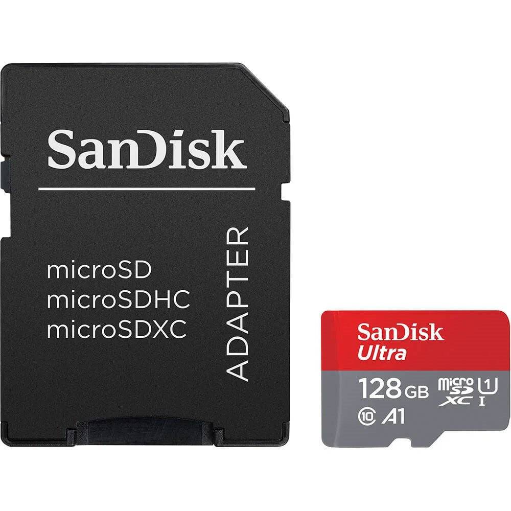 SanDisk MicroSDXC Minneskort m. Adapter - 128GB - Röd / Grå