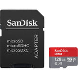 SanDisk MicroSDXC Minneskort m. Adapter - 128GB - Röd / Grå
