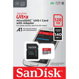 SanDisk MicroSDXC Minneskort m. Adapter - 128GB - Röd / Grå