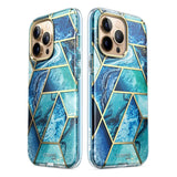 iPhone 14 Pro Max i-Blason Cosmo Marble Skal med Skärmskydd - Ocean Blue