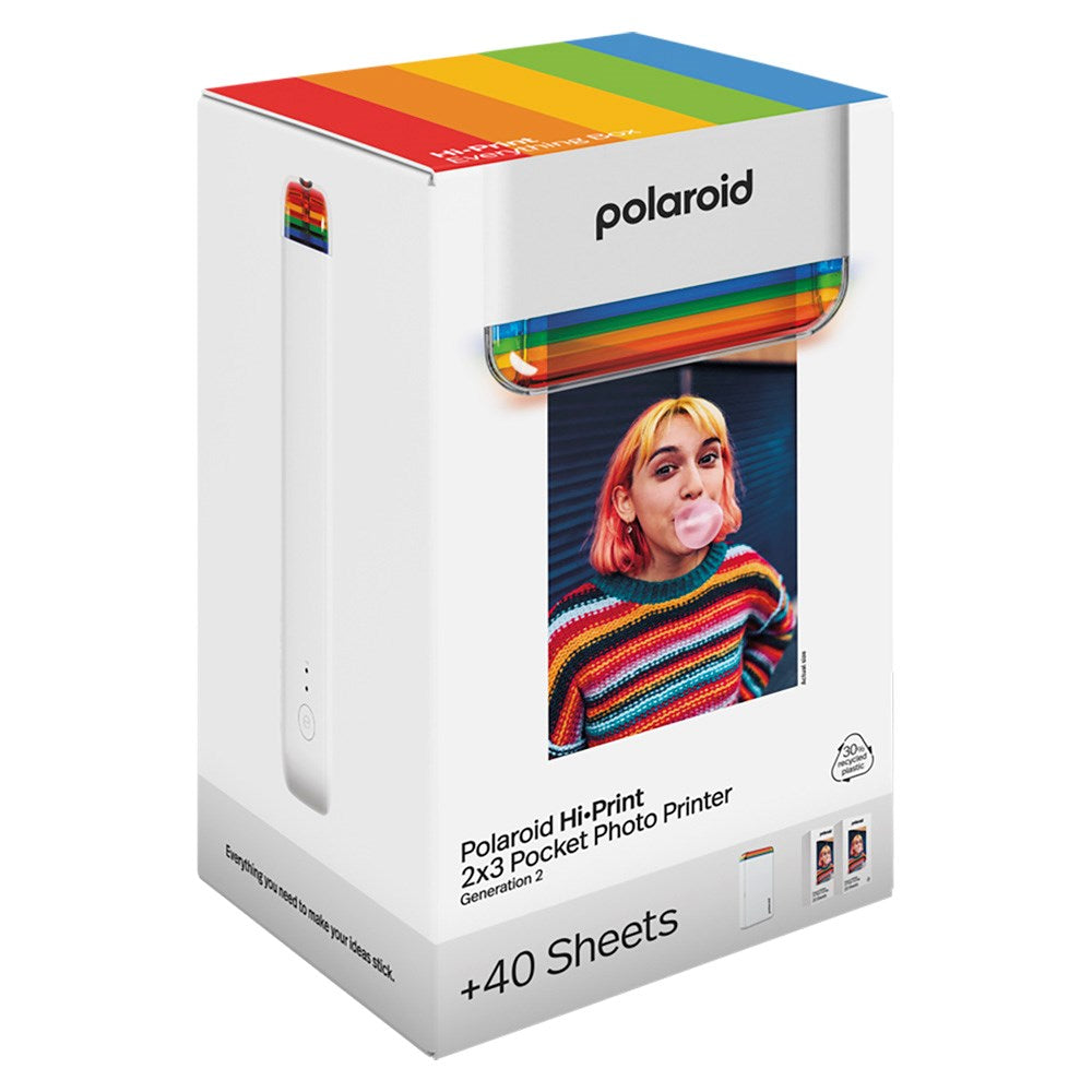 Polaroid Hi-Print Gen. 2 Everything Box m. Mobil Fotoskrivare & 40 st. Fotopapper - Vit