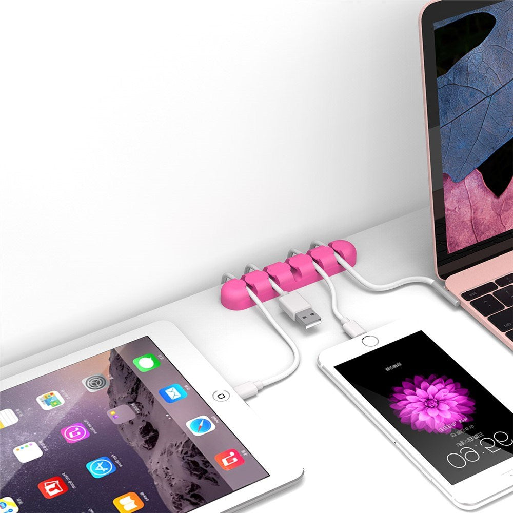 Självhäftande Kabelorganisatör - 5 x Hållare - Rosa