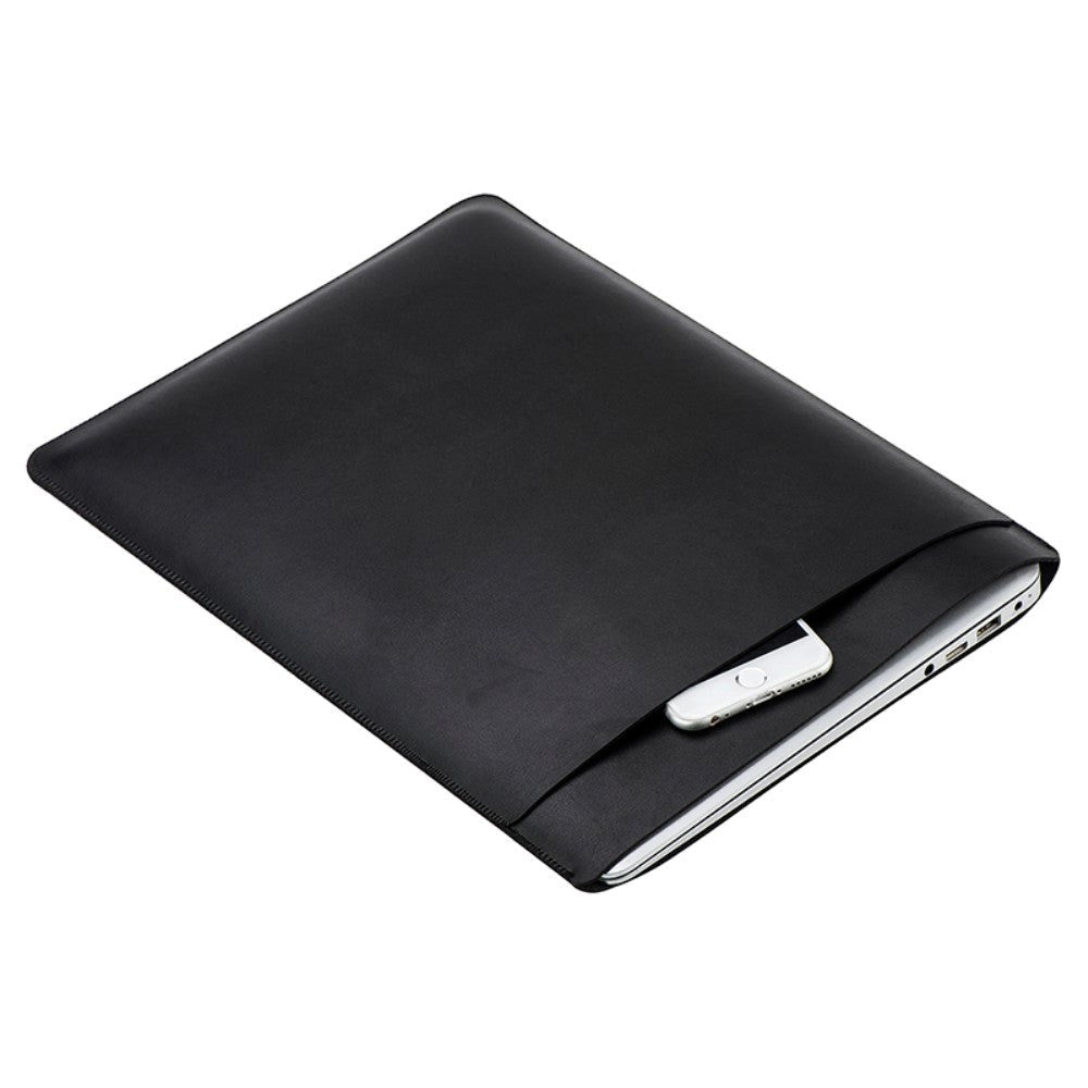 MacBook 13" / Laptop 13" SOYAN Sleeve med Ficka (33 x 24 cm) - Imitationsläder - Svart