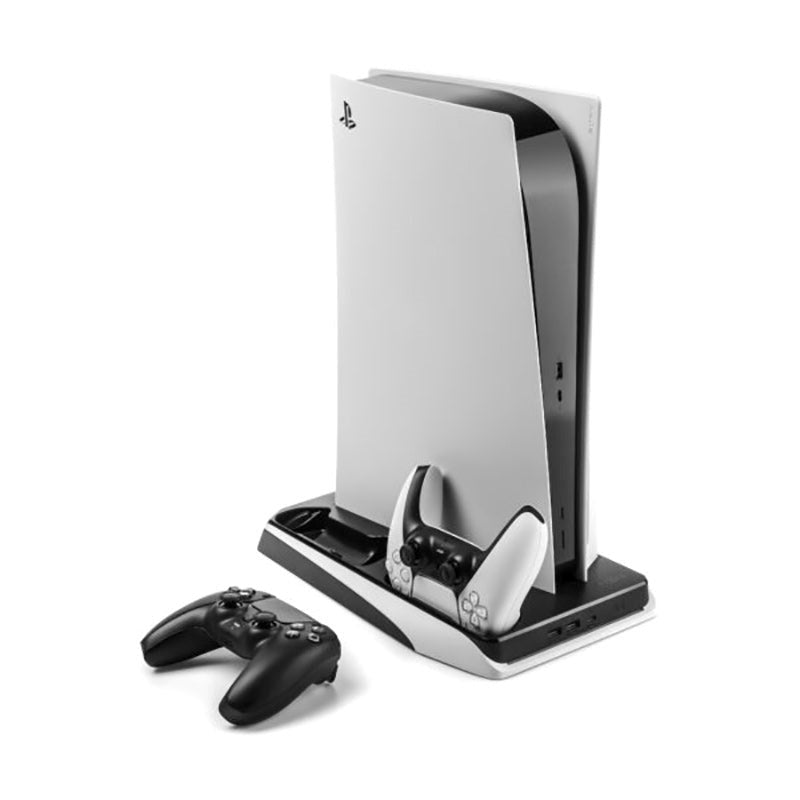 PS5 Stativ med. Kylning / 2 x USB-A / 2 x PS5-Kontroller Laddningsplatser - Vit / Svart