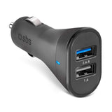 SBS 12W Billaddare med 2 x USB-A - Svart