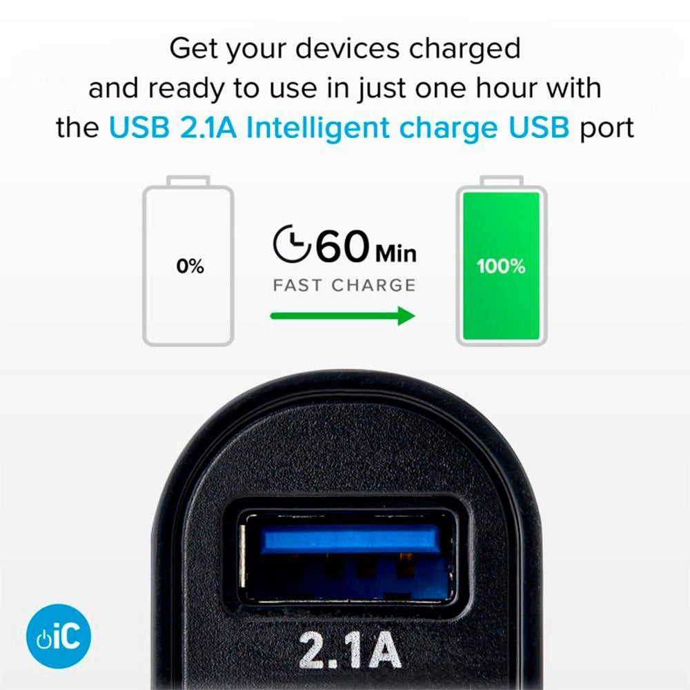 SBS 10W Billaddare Set med 2 x USB-A & USB-C Kabel - Svart