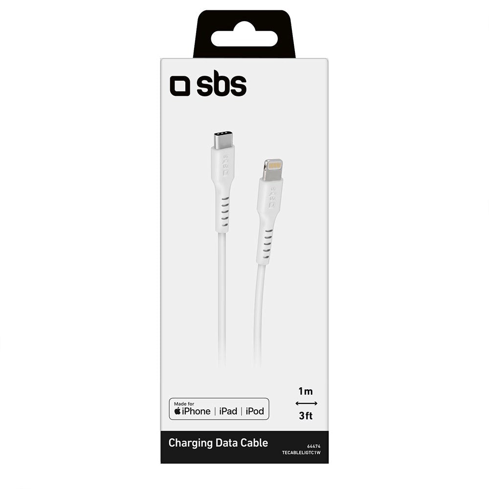 SBS USB-C till Lightning Kabel - 1 meter - MFI - 20W (PD) - Vit