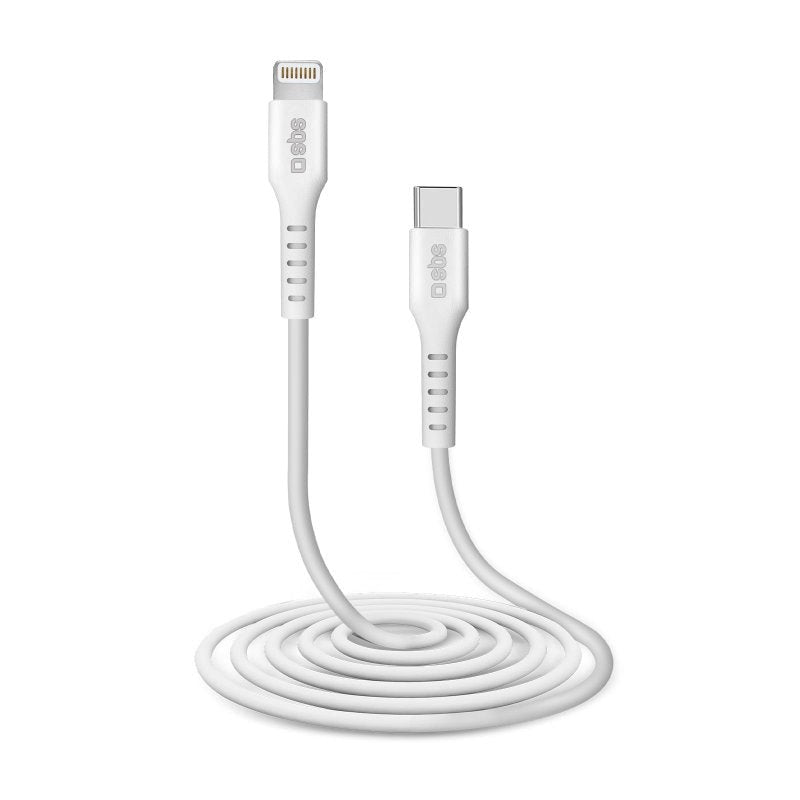 SBS USB-C till Lightning Kabel - 2 meter - MFI - 480 Mbit/s - Vit