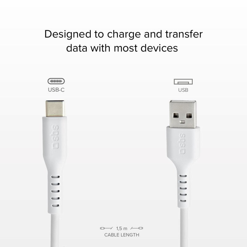 SBS USB-C Kabel - 1.5 Meter - 480 Mbit/s - Vit