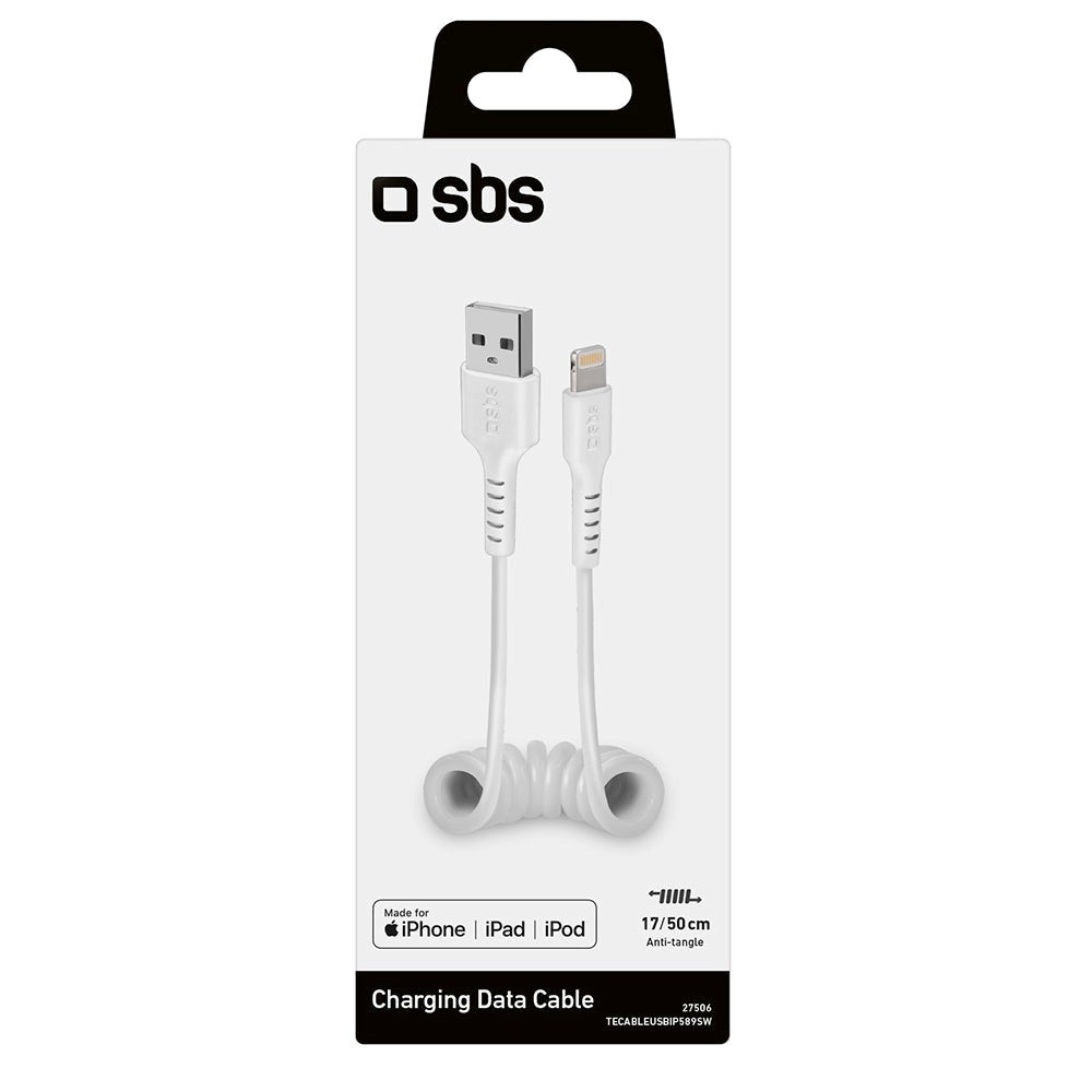 SBS USB-A till Lightning Telefonsladdkabel - Max 0.5 meter - MFI - 480 Mbit/s - Vit