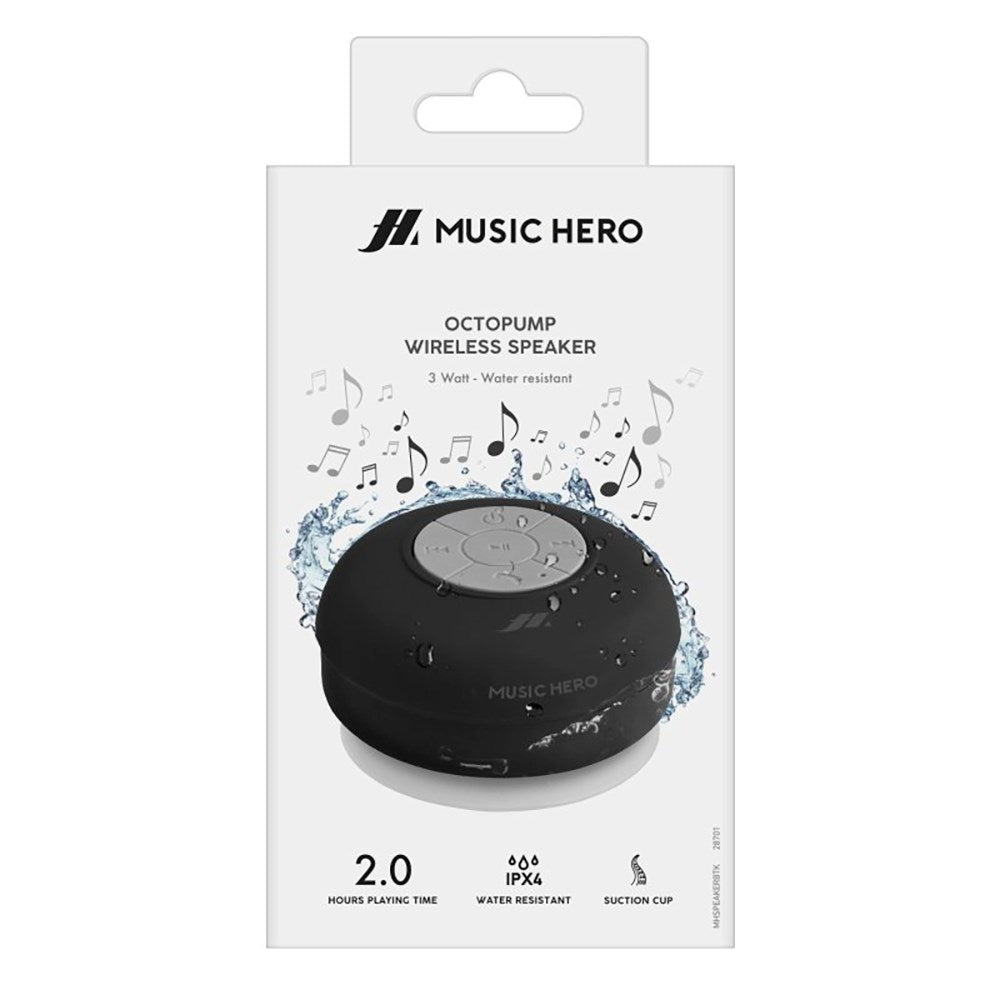 Music Hero Bluetooth-Högtalare med Sugkopp - Svart