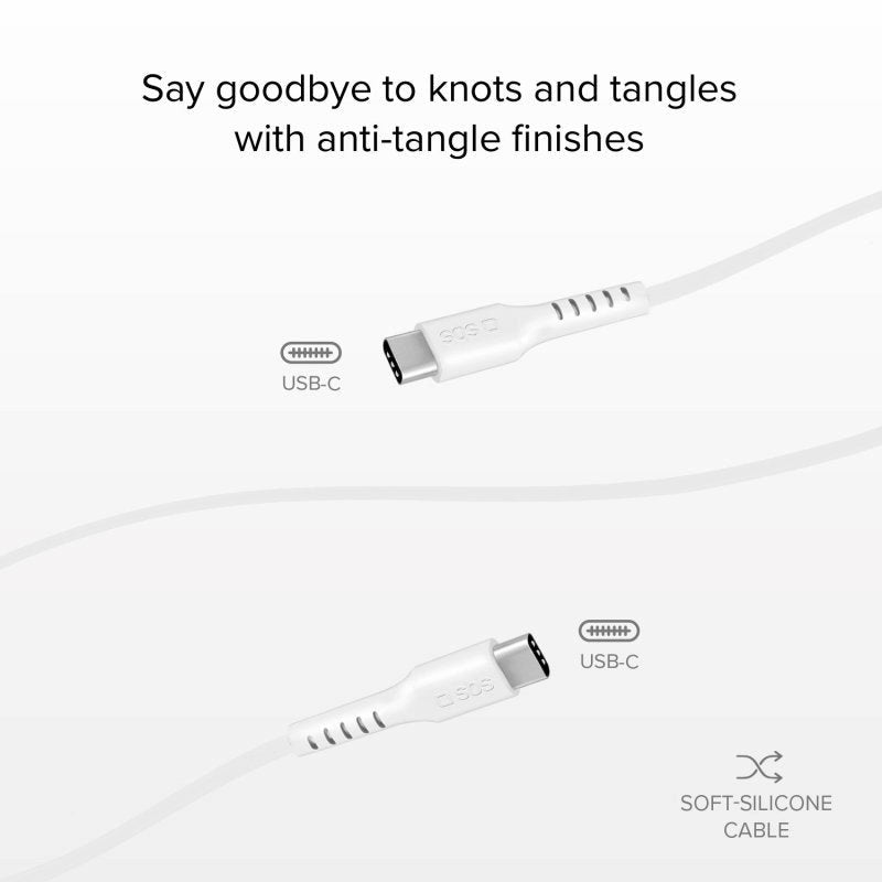 SBS USB-C till USB-C Kabel - 1.5 Meter - 480 Mbit/s - Vit