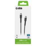 SBS USB-C till USB-C Kabel - 3 Meter - 25W (PD) - Svart